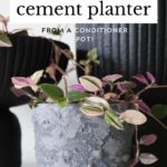 Photo of using baking powder to create a faux concrete / cement finish on an upcycled pot