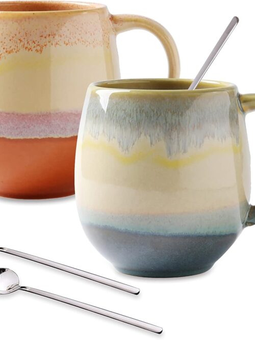 Large 2-Pack Ceramic Tea Mug for Soup, Hot Cocoa