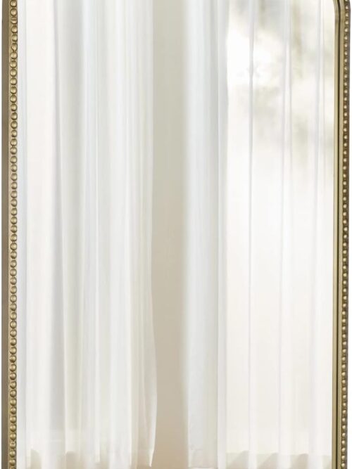 Traditional Antique Gold Arch Wall Mirror, 19"x31" Carved Elegant Rectangle Bathroom Mirror with Antique Ornate Metal Frame