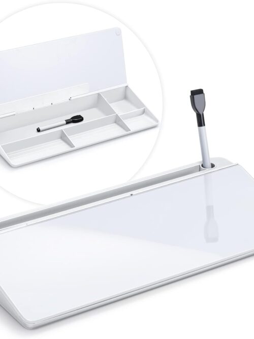 Desk Whiteboard Dry Erase Glass Whiteboard, Varhomax Desktop White Board with Storage to-do List Memo Notepad Desktop Buddy