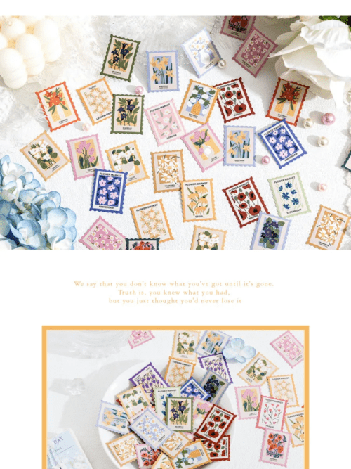 46pcs Flower Stamp Stickers Scrapbooking